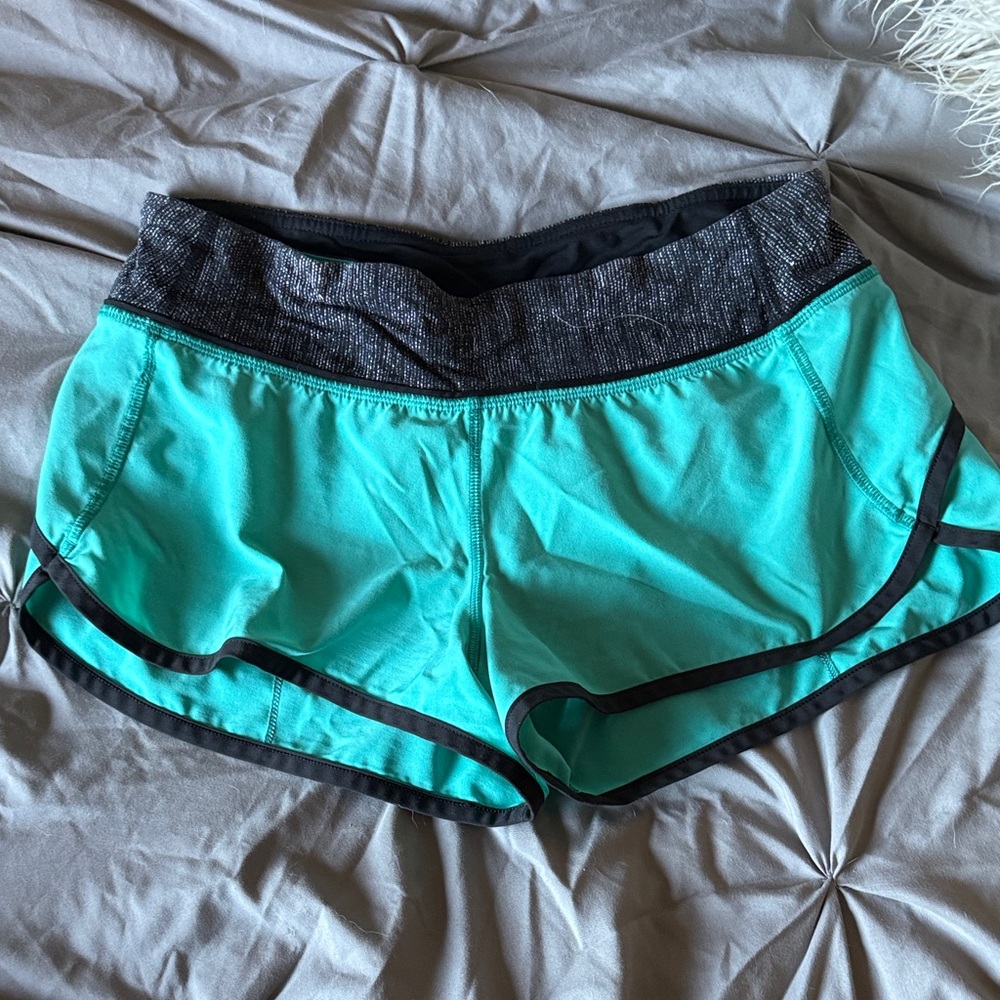 lululemon athletica Turquoise and Charcoal Athletic Shorts